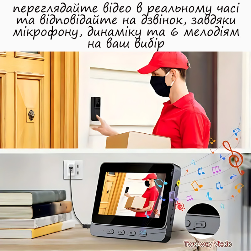 Бездротовий дверний Bluetooth-дзвінок з камерою та двостороннім зв'язком SMART M165, мінідомофон для дому фото - 7