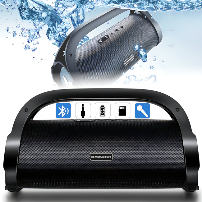 Портативная колонка Bluetooth MONSTER ADVENTURER MAX MS22101, стерео динамик 2x30W, черный