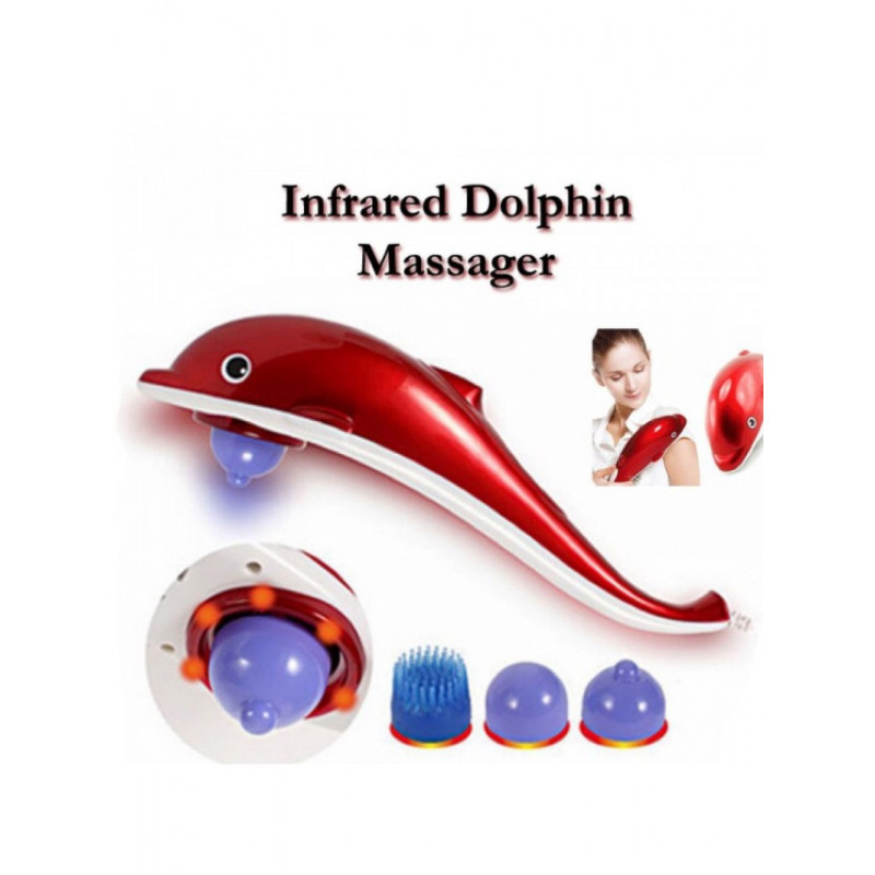Ручной вибромассажер Dolphin Big (Дельфин большой), 3 насадки, красный фото - 2