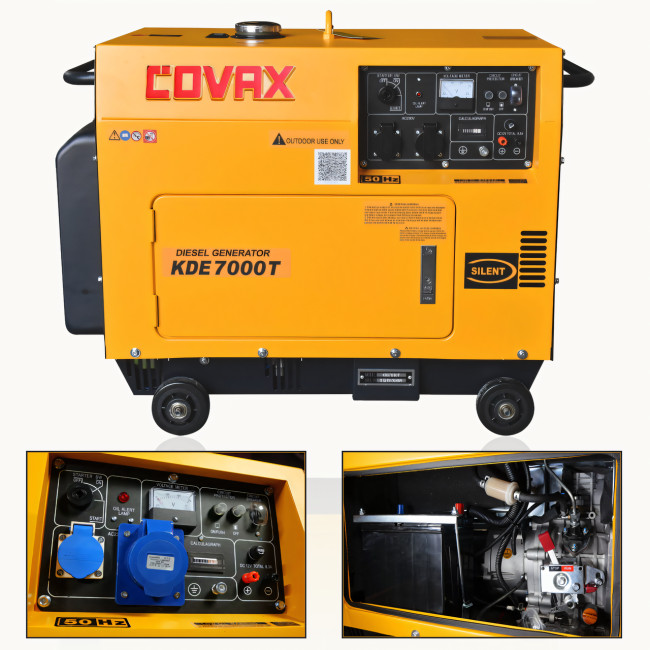 Дизельный генератор KDE7000T COVAX, 5/5.5 кВт, электрический пуск (5KW DIESEL SILENT) (AUTOMAT START)