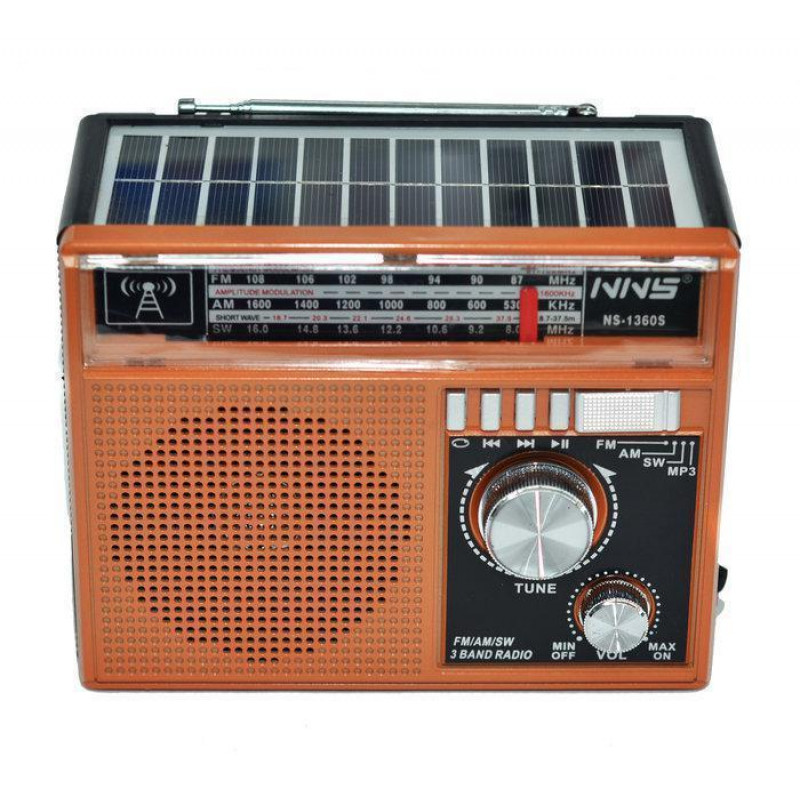 Портативный радиоприемник NS1360 solar. Радио с солнечной панелью фото - 2