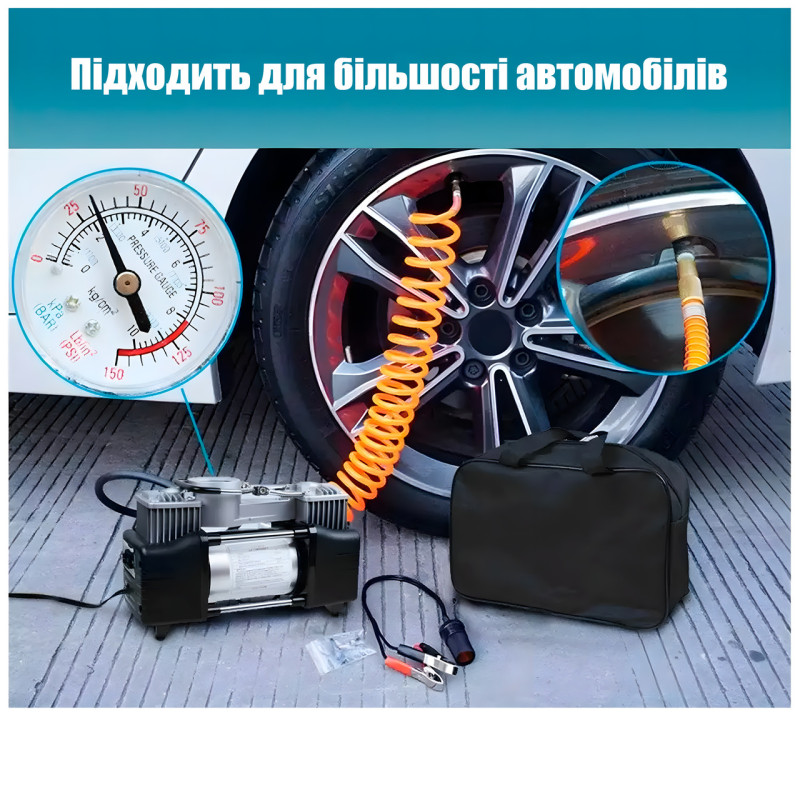 Компресор автомобільний двопоршневий Air Compressor 12v 628-4x4 фото - 7