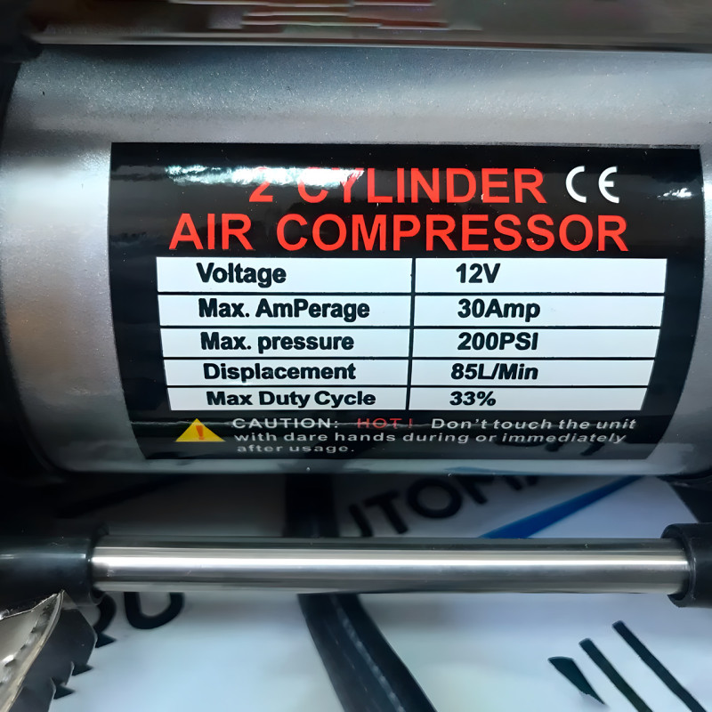 Компресор автомобільний двопоршневий Air Compressor 12v 628-4x4 фото - 8