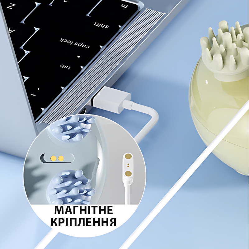 Беспроводной массажёр для головы AND XL-1234, глубокий массаж, 3 режима, USB-зарядка, силиконовые насадки фото - 4