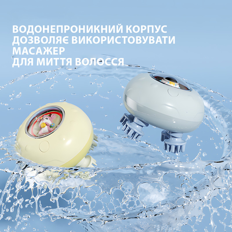Беспроводной массажёр для головы AND XL-1234, глубокий массаж, 3 режима, USB-зарядка, силиконовые насадки фото - 3
