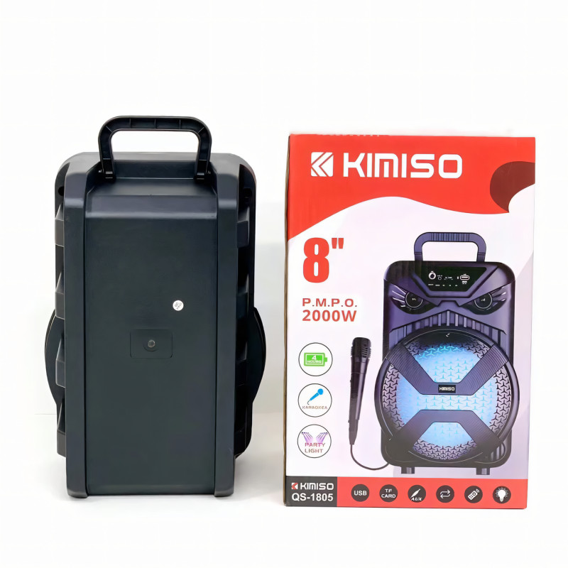 Чемодан колонка Kimiso QS-1805, портативная, 8 inch с микрофоном и RGB-светомузыкой, аккумулятор 1200 мА*ч фото - 5