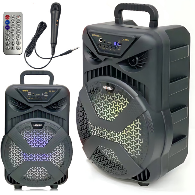 Чемодан колонка Kimiso QS-1805, портативная, 8 inch с микрофоном и RGB-светомузыкой, аккумулятор 1200 мА*ч
