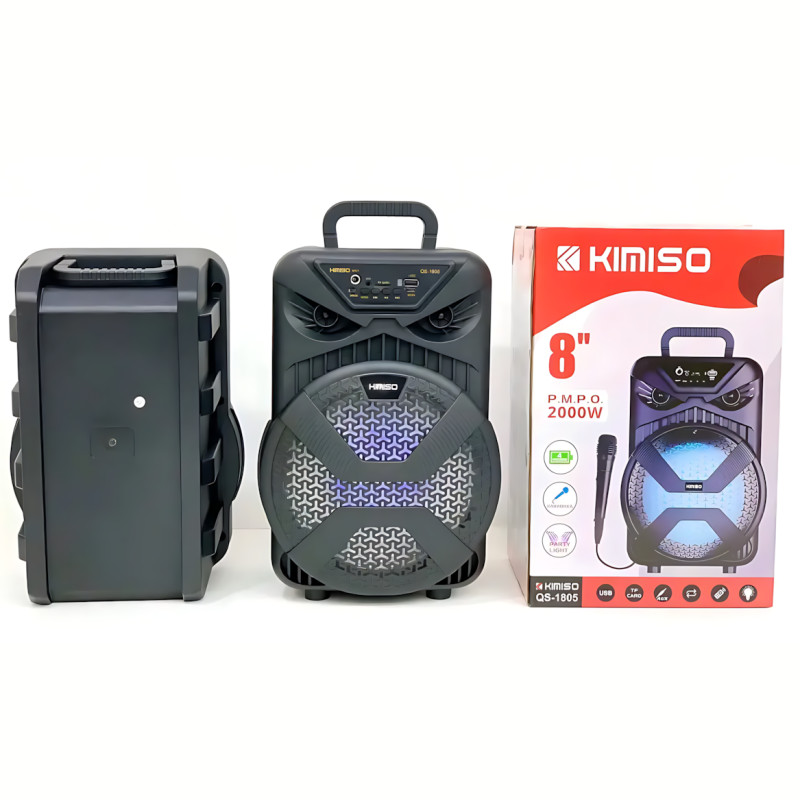 Чемодан колонка Kimiso QS-1805, портативная, 8 inch с микрофоном и RGB-светомузыкой, аккумулятор 1200 мА*ч фото - 6