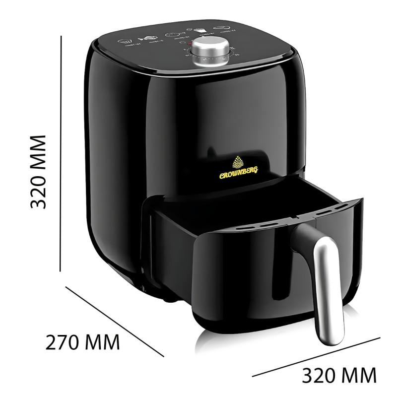 Аэрогриль фритюрница без масла Crownberg CB-5540, 2 л, 1200 Вт, 8 программ, антипригарная чаша, черный фото - 8