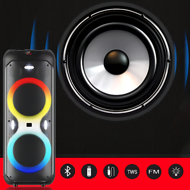 Портативная Bluetooth-колонка TTD-1002 – стерео звук 40 Вт, 2 микрофона, пульт д/у, USB/FM/AUX/TF-карты