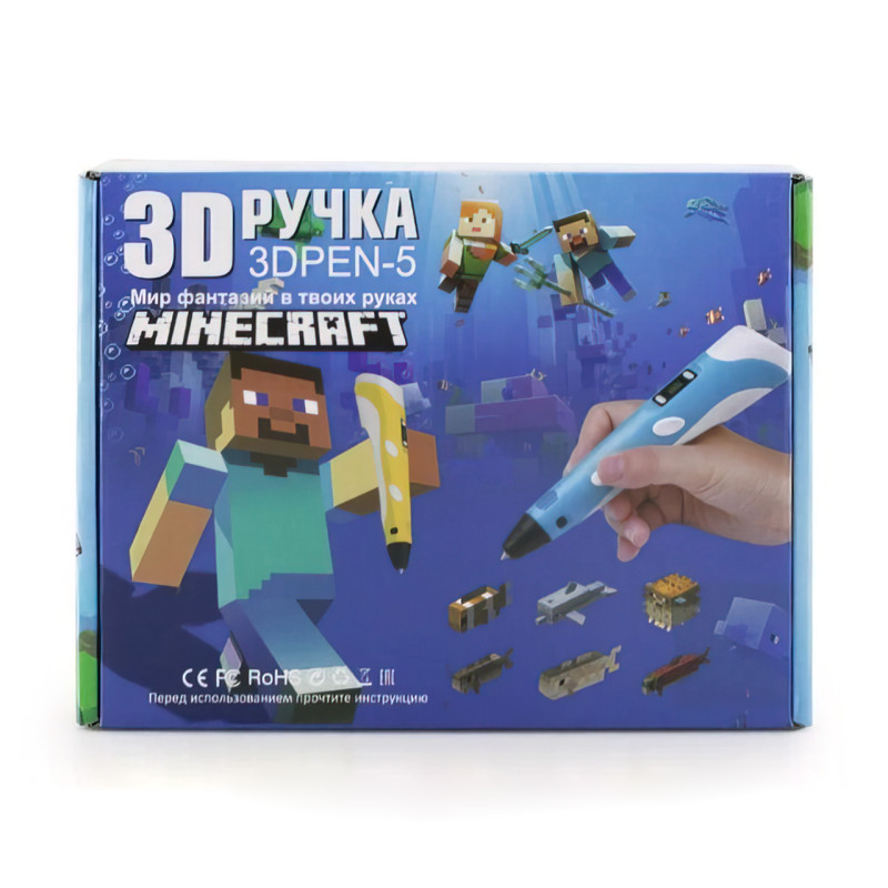 3D-ручка 3D Pen 5 з трафаретами Minecraft, LCD-дисплеєм і набором пластику фото - 5