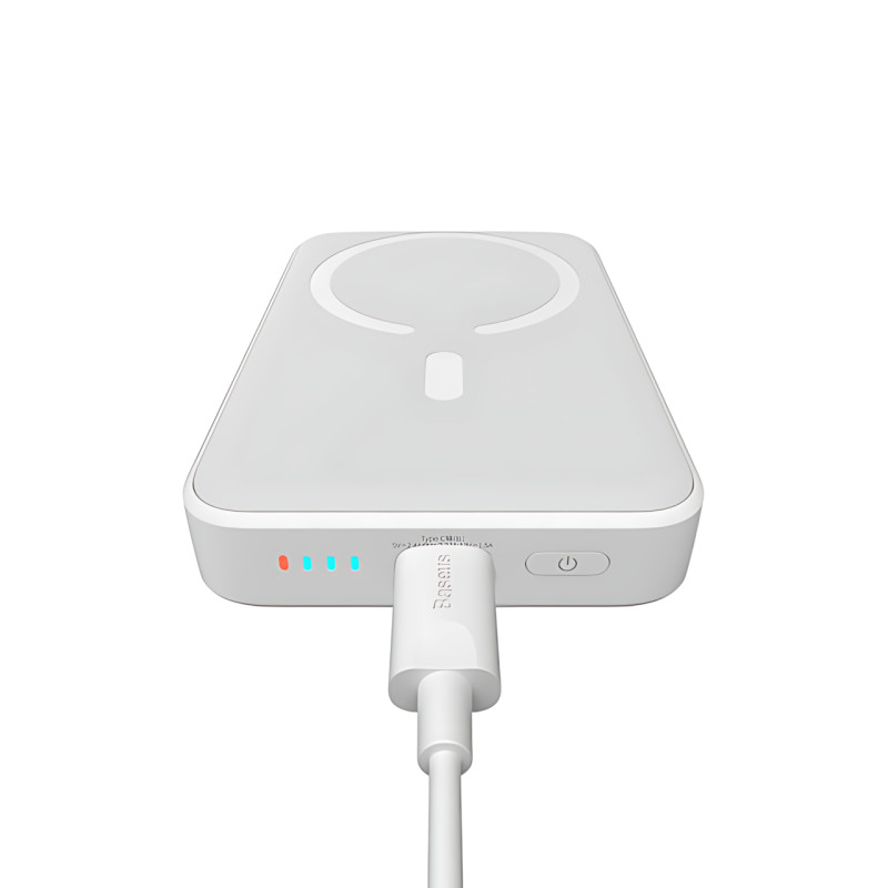 Портативний акумулятор із бездротовою зарядкою PPCX 020002, power bank з індикацією заряду, білий фото - 4