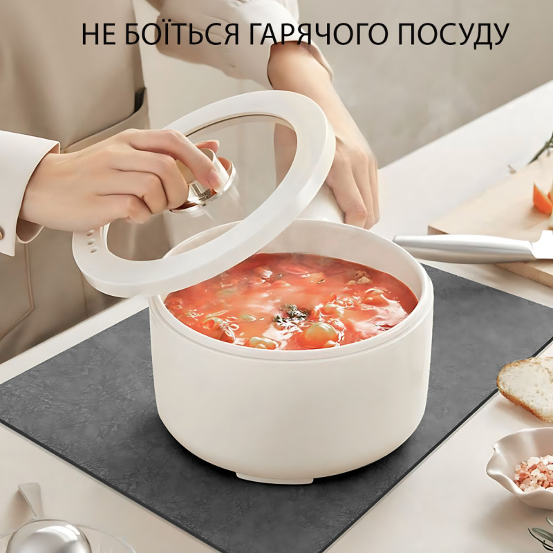 Килимок для сушіння посуду AND 5210, 30×30 см, всмоктувальний, швидковисихний, з діатомітом, антиковзний фото - 5