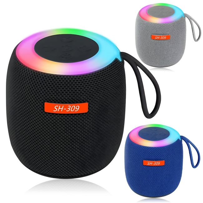 Портативна Bluetooth-колонка UKC SH-309, 5 Вт, 800 мА·год, RGB LED-підсвітка, TWS, FM, USB/TF/AUX, Type-C