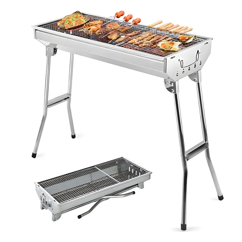 Складной гриль мангал BBQ GP-4273, нержавеющая сталь, 48 х 30 х 57 см, на 6 шампуров, решетка 48 х 30 см фото - 8