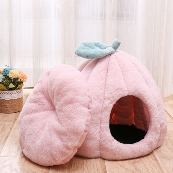 М'який будиночок для тварин у вигляді гарбуза, теплий з м'якою внутрішньою подушкою 47х37 см Аnimal World Рожевий
