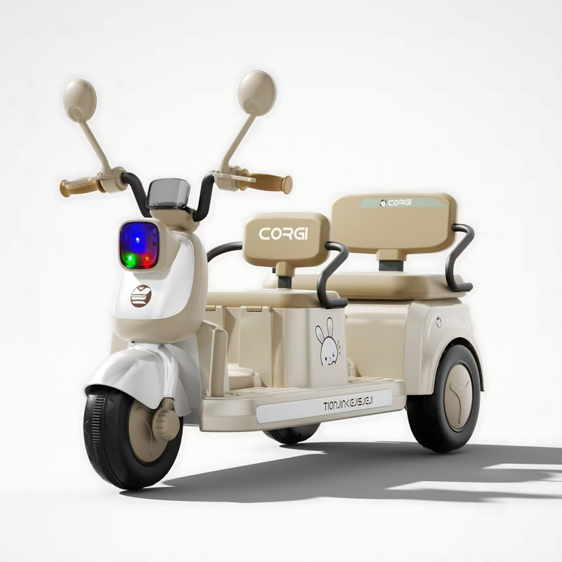 Дитячий електроскутер CORGI RideTwin 3-колісний, двомісний, з АКБ 6V 7AH, світлом і музикою, до 30 кг фото - 2