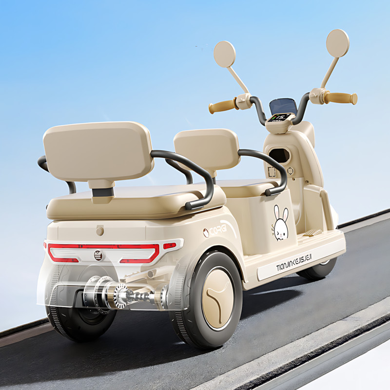 Дитячий електроскутер CORGI RideTwin 3-колісний, двомісний, з АКБ 6V 7AH, світлом і музикою, до 30 кг фото - 3