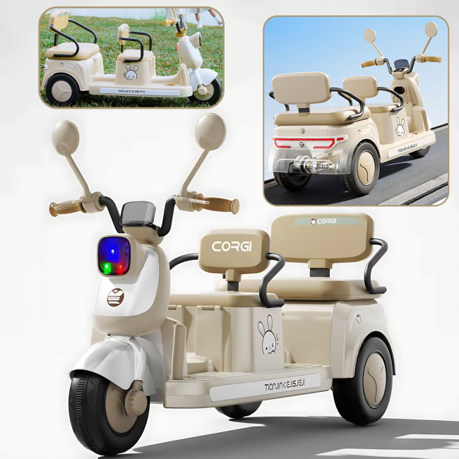 Дитячий електроскутер CORGI RideTwin 3-колісний, двомісний, з АКБ 6V 7AH, світлом і музикою, до 30 кг