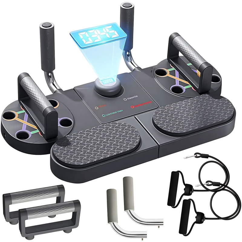 Тренажер для віджимань з таймером DK-01, універсальна дошка для віджимань 3 в 1, платформа для фітнесу/преса з підсвіткою фото - 10