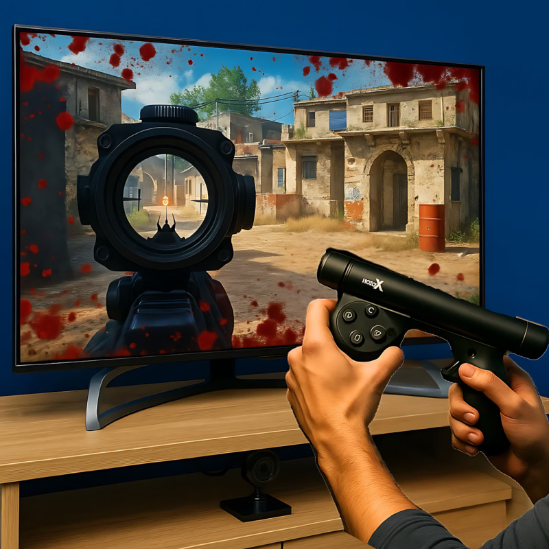 Игровой джойстик-автомат XGun X1 беспроводной Bluetooth геймпад с гироскопом, лазерным прицелом и эффектом отдачи, контроллер фото - 7