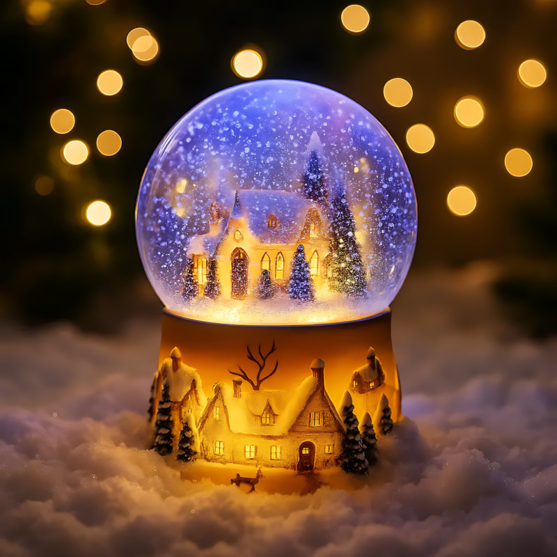 Праздничный снежный шар-ночник «Дом в шаре» XHF-8093, вращение, LED-подсветка, эффект снегопада,  от батареек AA*3, 15х10х10 см фото - 4