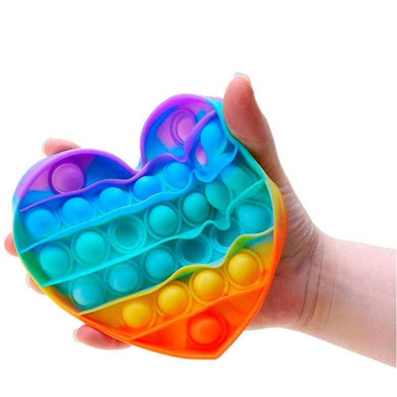 Большой POP IT Heart радуга, 27 кнопок, разные формы, детская интерактивная игрушка, антистресс, SPA силикон фото - 0