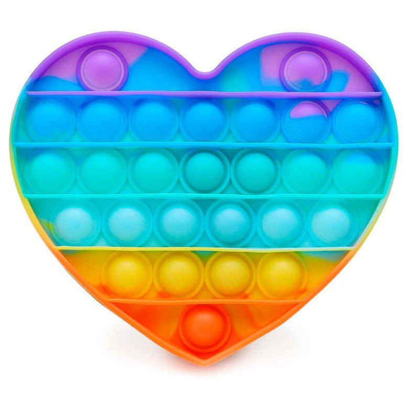 Большой POP IT Heart радуга, 27 кнопок, разные формы, детская интерактивная игрушка, антистресс, SPA силикон фото - 2