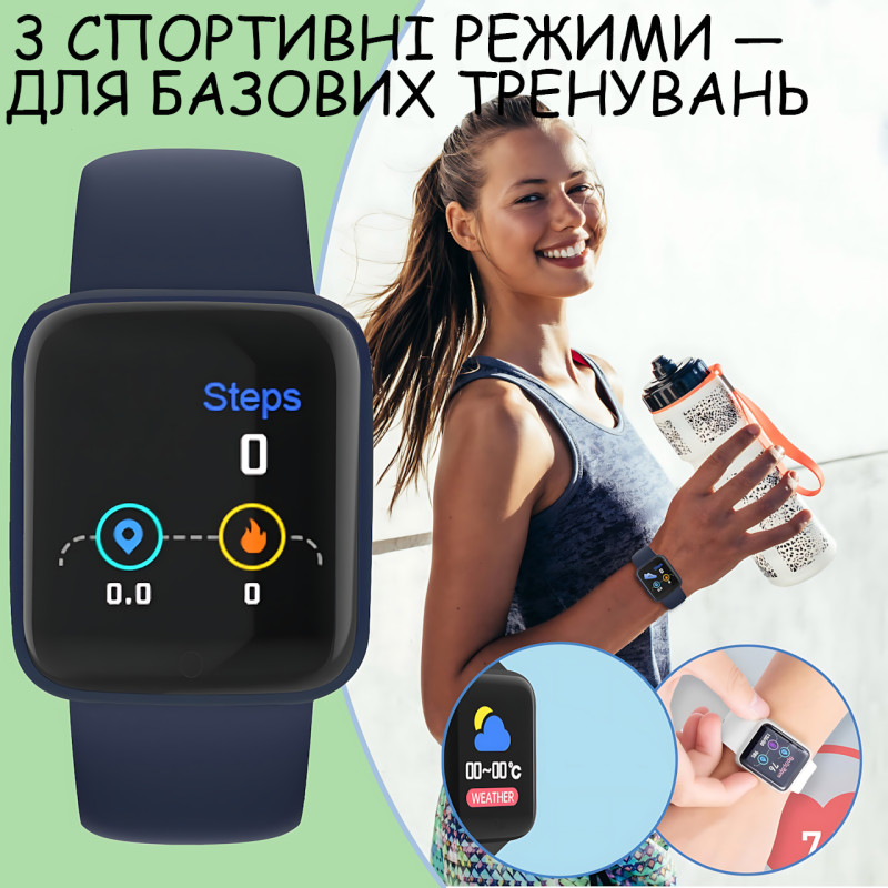 Смарт-годинник Y68S DL216, 1.3" кольоровий екран, вимірювання тиску, пульсу та SpO2, IP67, Bluetooth 4.0, FitPro, Android/iOS, 100 фото - 5