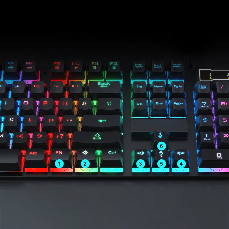 Игровая клавиатура ZYG-800 LED с подсветкой, USB, механическая, 104 клавиши, с кнопкой включения подсветки фото - 5