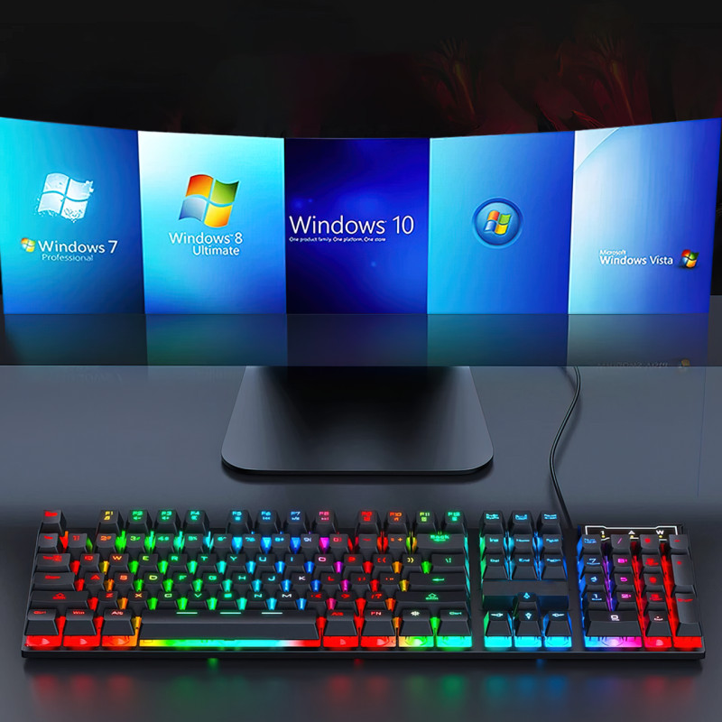 Игровая клавиатура ZYG-800 LED с подсветкой, USB, механическая, 104 клавиши, с кнопкой включения подсветки фото - 2