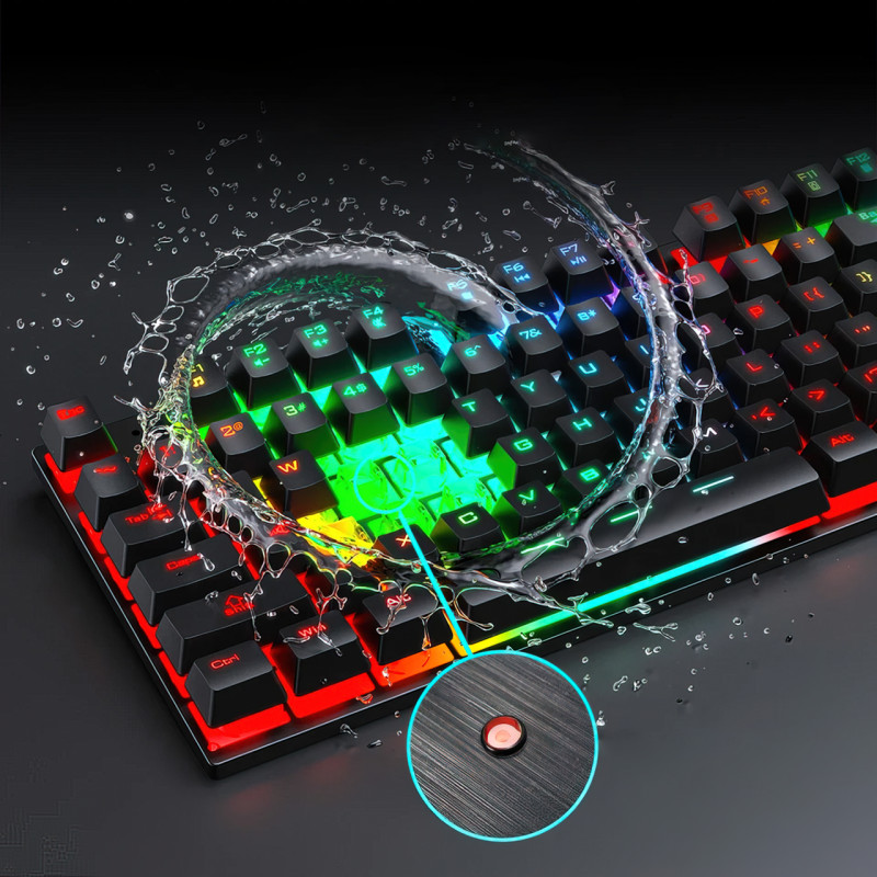 Игровая клавиатура ZYG-800 LED с подсветкой, USB, механическая, 104 клавиши, с кнопкой включения подсветки фото - 3