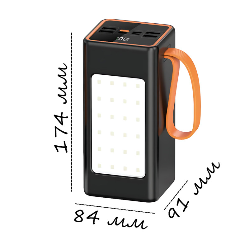 Hoco JA88A Power Bank 100000mAh, павербанк зі швидким заряджанням PD66W+QC3.0, ліхтариком і 4 USB-портами Білий фото - 10