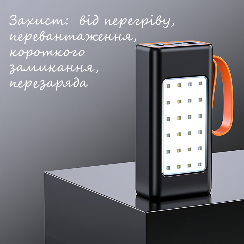 Hoco JA88A Power Bank 100000mAh, павербанк зі швидким заряджанням PD66W+QC3.0, ліхтариком і 4 USB-портами Білий фото - 7