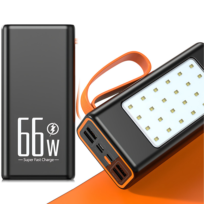 Hoco JA88A Power Bank 100000mAh, павербанк зі швидким заряджанням PD66W+QC3.0, ліхтариком і 4 USB-портами Білий фото - 3