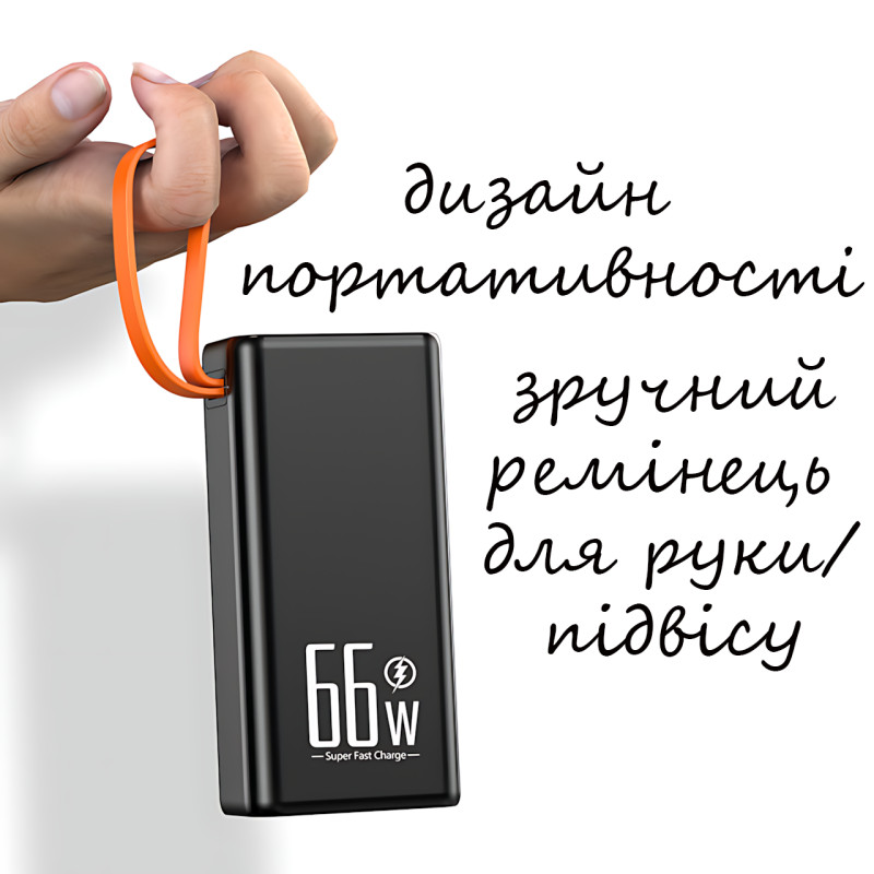 Hoco JA88A Power Bank 100000mAh, павербанк зі швидким заряджанням PD66W+QC3.0, ліхтариком і 4 USB-портами Білий фото - 8