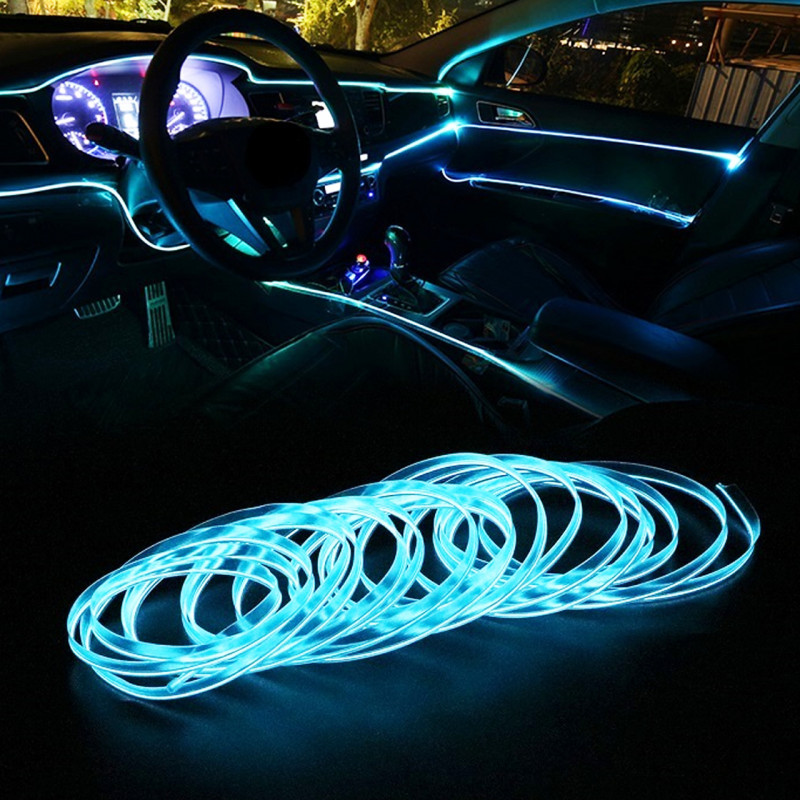 Гнучка світлодіодна стрічка 4 метри для автомобіля неоновий блакитний (BLUE) фото - 1