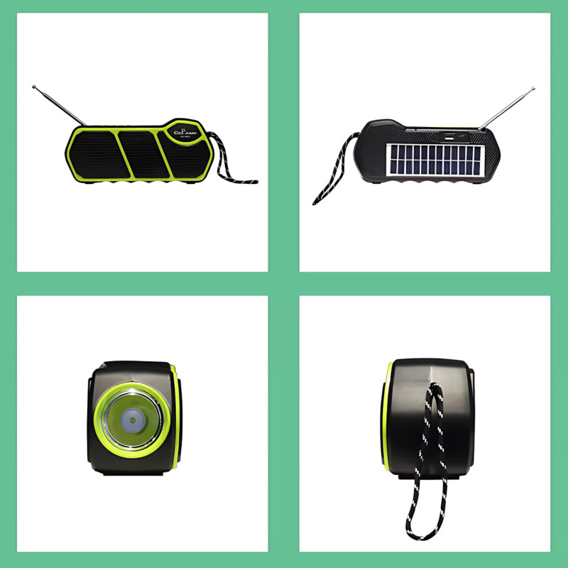 Портативна колонка із сонячною батареєю та ліхтарем CCLAMP CL-823 — Bluetooth, USB, SD, FM, 5 Вт, 1500 мА·год Зелений фото - 5