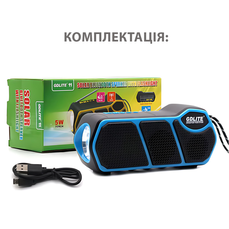 Портативна колонка із сонячною батареєю та ліхтарем CCLAMP CL-823 — Bluetooth, USB, SD, FM, 5 Вт, 1500 мА·год Зелений фото - 10