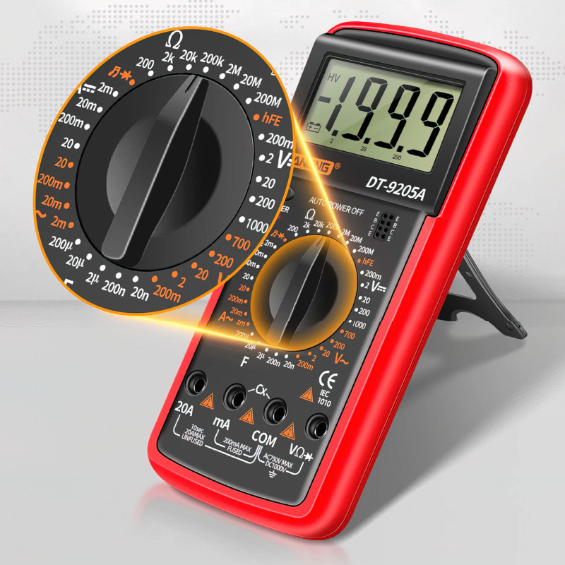 Мультиметр DT-9205A для вимірювання напруги, сили струму, ємності, тіста транзисторів фото - 5