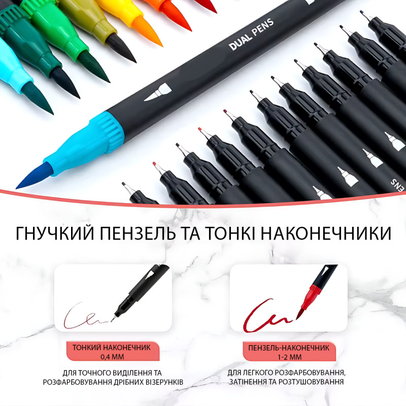 Набір двосторонніх акварельних маркерів Color Pencil CD, 60 кольорів, маркер-пензель/широкий наконечник, для скетчингу, малювання фото - 8
