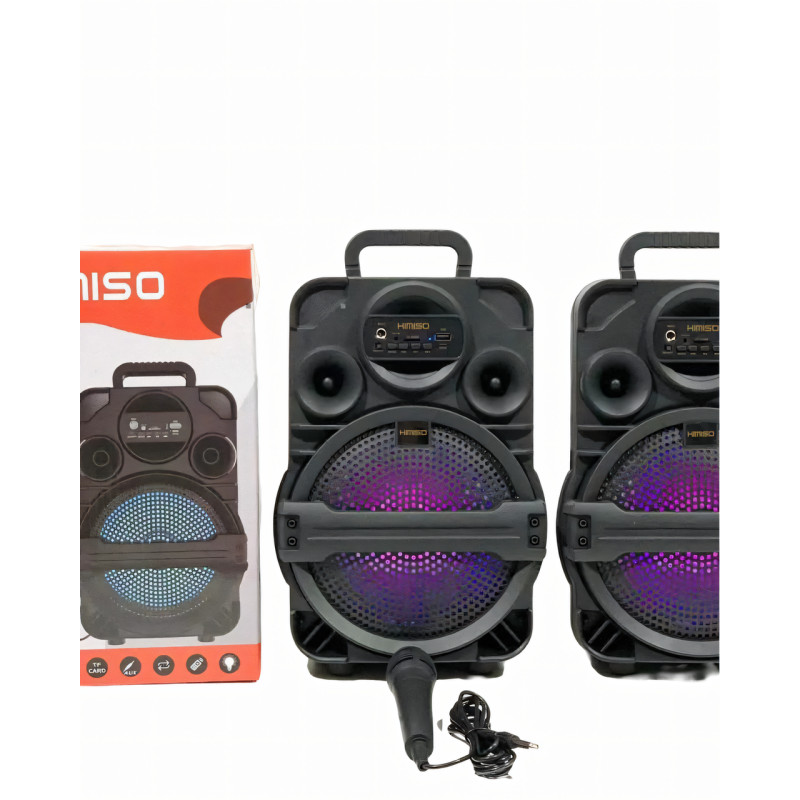 Колонка валіза Kimiso QS-1806, портативна акустика 8 inch з мікрофоном і світломузкою, BT, AUX, TF, USB, FM фото - 3