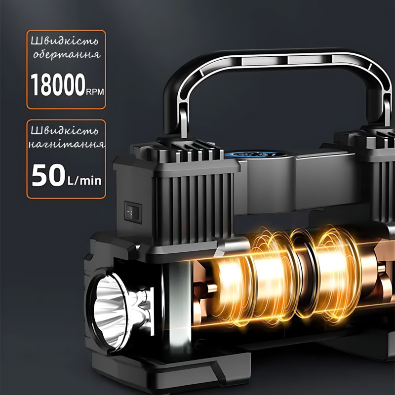 Портативний автомобільний компресор Air Pump AND XL-1025, 12 В, 150 PSI, LED-ліхтар, манометр фото - 10