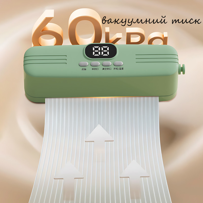 Вакууматор AND 1425, USB, 7.4 Вт, портативный, перезаряжаемый, мини-упаковщик для продуктов, зеленый фото - 4