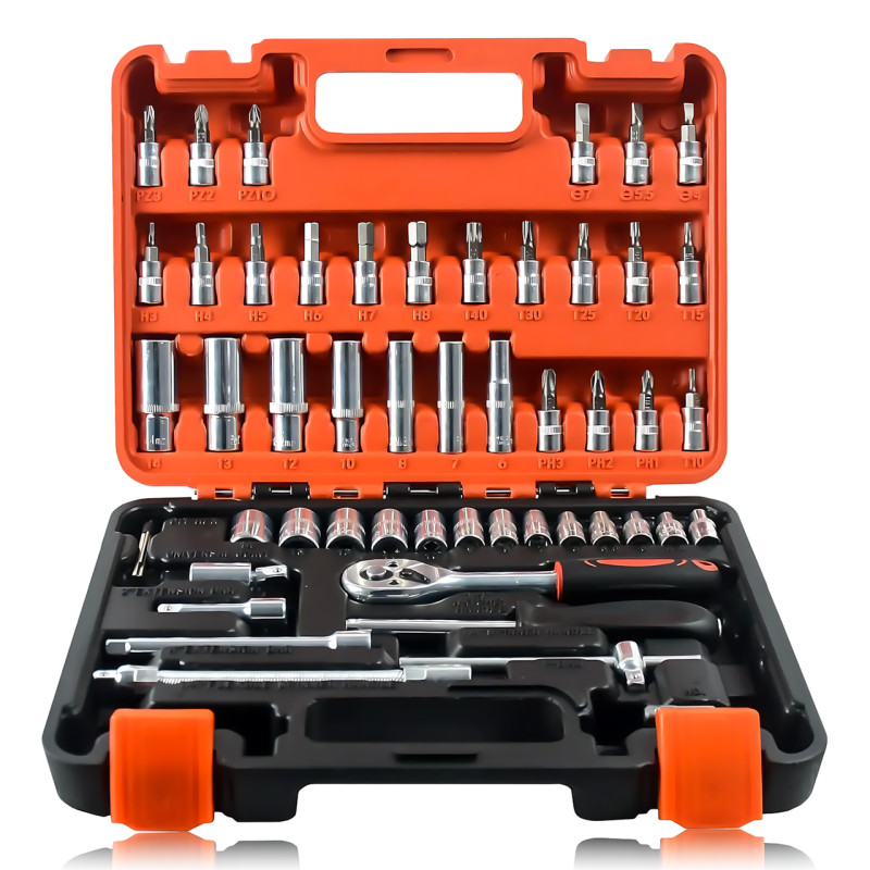 Набір інструментів 53 предмети New Tools 1/4" Cr-V: тріскачка, біти, головки, кейс фото - 2
