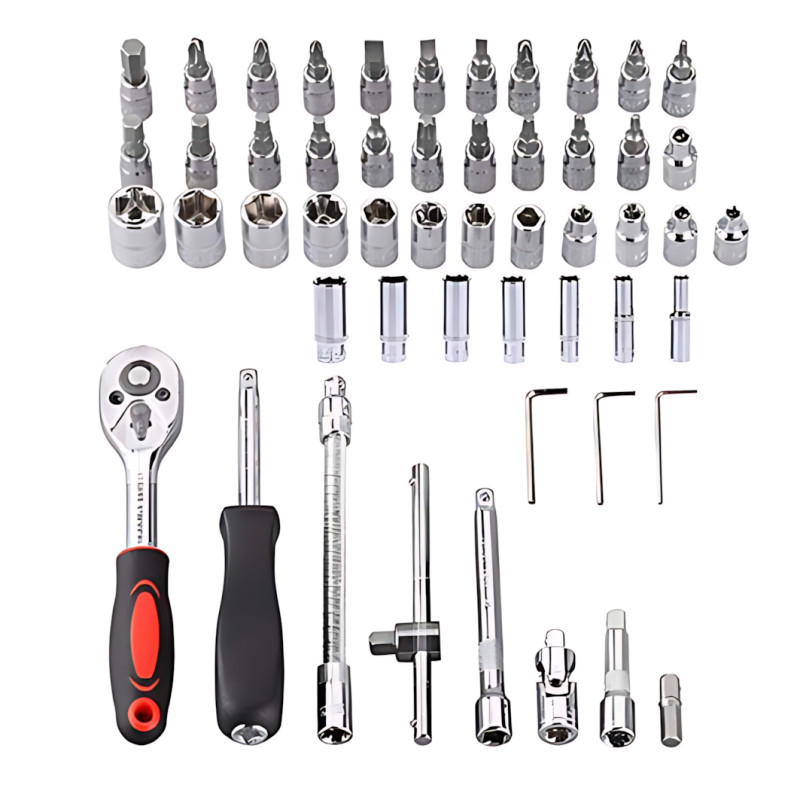 Набір інструментів 53 предмети New Tools 1/4" Cr-V: тріскачка, біти, головки, кейс фото - 9