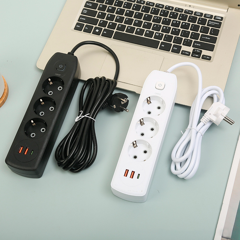 Сетевой удлинитель AND-16-20, евро на 3 розетки + 2 USB, Type-C, заземленная розетка, сетевой фильтр, белый фото - 7