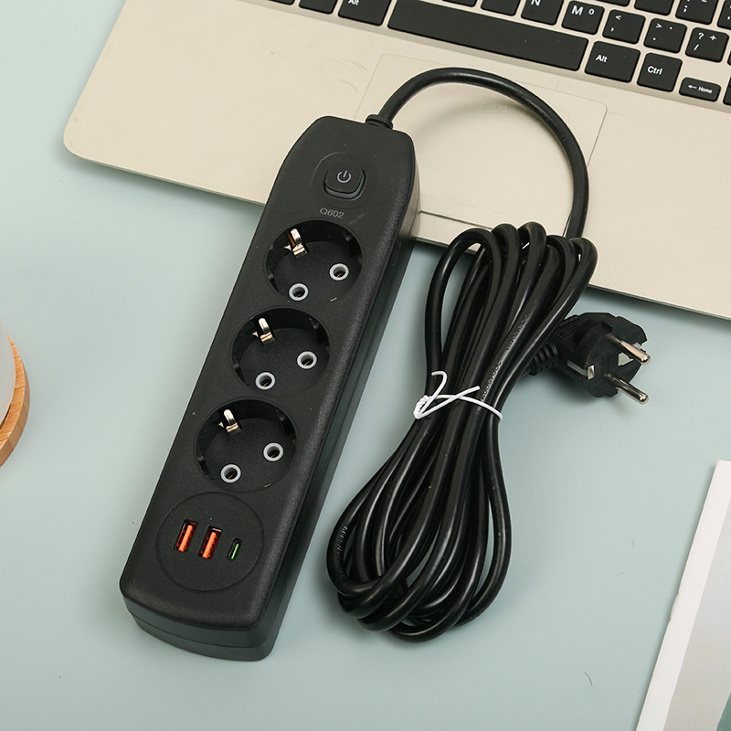 Сетевой удлинитель AND-16-20, евро на 3 розетки + 2 USB, Type-C, заземленная розетка, сетевой фильтр, белый фото - 6