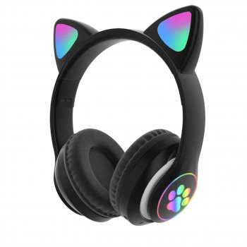 Бездротові навушники з котячими вушками дитячі з підсвічуванням CAT STN-28 Bluetooth чорний