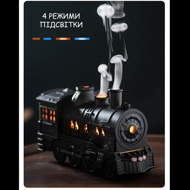Увлажнитель воздуха и ароматизатор MA747 “Паровоз”, ультразвуковой, с подсветкой, ароматизацией, 300 мл, автоотключение, черный фото - 4